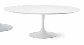 by Eero Saarinen. Saarinen Round Coffee Table 36"W Bright White laminate with 15"H painted Bright White base (shown).