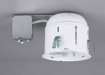 6" Line Voltage Remodel Construction Housing Features 75 watt max Remodel clips: Four remodel clips secure housing and accommodates 1/2" and 5/8" ceiling materials Thermal protector: Self resetting