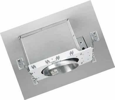 6" Line Voltage New Construction Housing for Sloped Ceilings Features 150 watt max Housing: Designed for use in ceiling with slopes from 2/12 to 6/12 Socket: The socket aiming mechanism allows the
