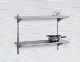 Wall shelving* Rack with height-adjustable shelves available in all shelf lengths. Shelf depth: 350 mm.
