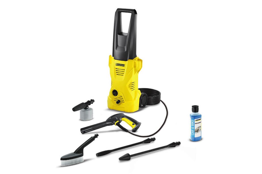 K 2 Car The "K2 Car" pressure washer is a real all-rounder. The device features two smooth-running wheels and is ideal for light dirt and occasional use around the home, e.g. bicycles, garden furniture and garden tools.