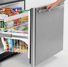 Glide-Out Freezer Drawer With SmoothClose Drawer Track System Freezer drawer rolls open and closes smoothly every time.