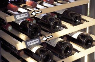Equipment Labels The appliance is supplied with a label holder with labels for each shelf. Use these to label the type of wine stored on each shelf.