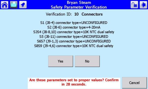 2.2.9 Safety Verification The settings of all parameters in each safety block must be confirmed to commit them to the boiler.