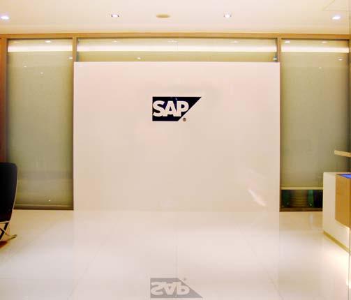 Reception area Lobby Always use the standard SAP logo (blue anvil shape with white letters) in reception areas and wherever customers are likely to be found.