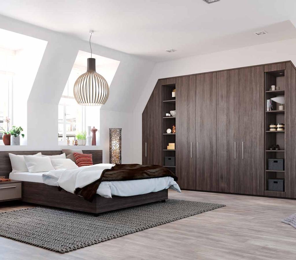 Clean, sleek and smooth, transforming the most awkward-shaped space into a modern bedroom you can
