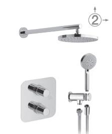 , anti-scale, ABS, AIRmix saving system - ø 100 mm. one spray handset anti-scale, AIRmix saving system - shower bracket - brass water outlet - flexeco shower hose silver PVC, 150 cm.