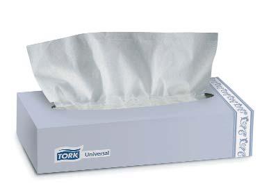 TORK PREMIUM FACIAL TISSUE Ultra soft, premium two-ply tissue tells users you care about their comfort. A different color indicator sheet shows when the tissue box is nearly empty.
