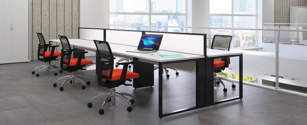 Bench Desks The wide choice of finishes, for tops, frames, panels and screens, enables Ambus