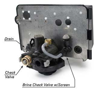 Iron Air Charge 2510 SXT Installation & Startup Guide Fig 2 AIO 2510 SXT Control Valve, Back View 7. Insure the brine line check valve with screen is installed on the brine valve (See Fig.