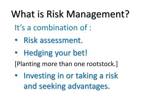RISK involves at least assessment and management. As those concepts apply to sour orange use, the risks are well known and to some degree, management has been long practiced.