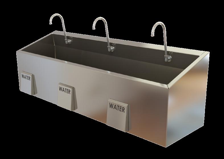 Infrared sinks are equipped with a 4 volt plug in transformer Z-brackets (see specifications on rear panel for wall support) 304 stainless steel polished and ground to a #4 finish Foot operated