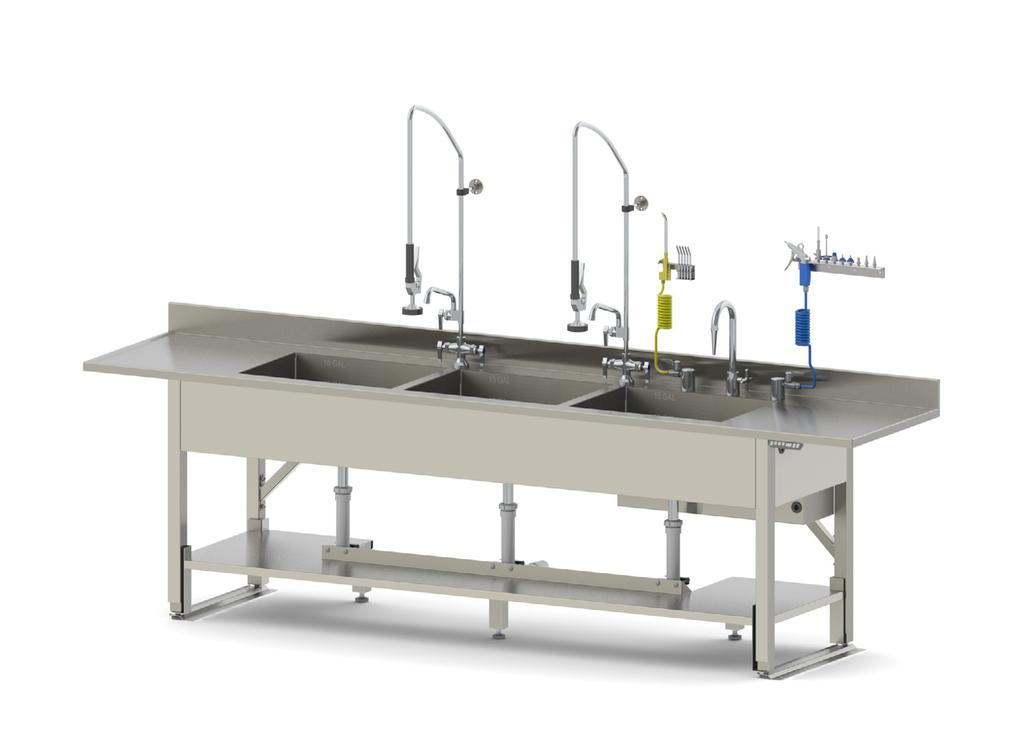 specified sink Multiple layouts for individual requirements All sinks can be manufactured to individual specs Ergonomically friendly electronic adjustable height with four position programming -