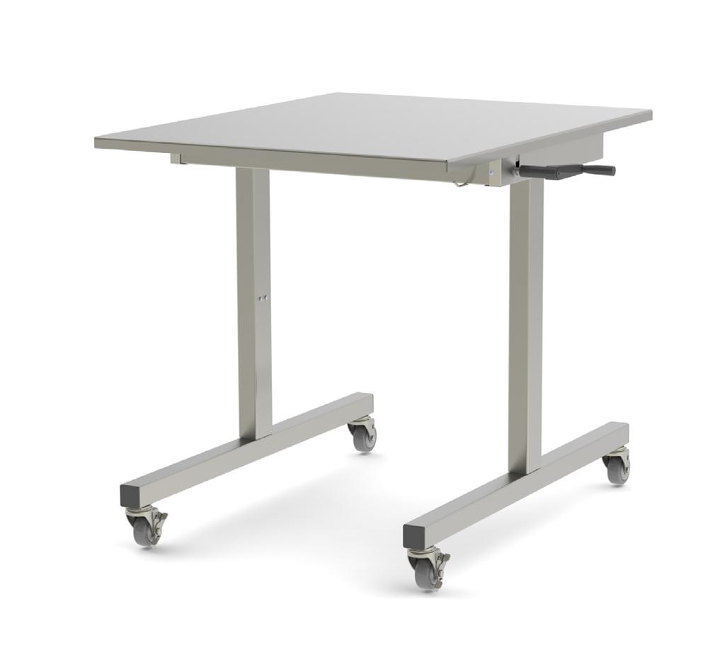 5" (working surface), 81" 88" (top height) Bin rail Central Supply Tables Heavy duty, stainless steel construction One under shelf 4" casters ( swivel & locking) Sterile