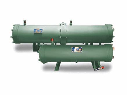 2.2017 23/40 Water-cooled condensers Most common water-cooled condensers are shell and tube type condensers with water (coolant) through the tubes and refrigerant through the shell