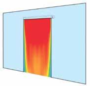Technology When a door is open, the difference between the outside and inside temperature leads to an exchange of air, resulting in cold air entering and warm heated air flowing out.