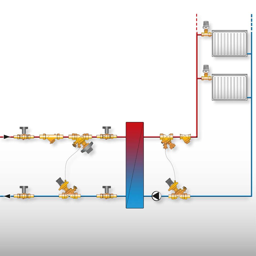 District heating connection with Oventrop components System illustration 6 As the district heating