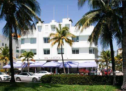At ground level, large store-front openings help provide visual interest for pedestrians. The Carlyle, miami Beach, FL.