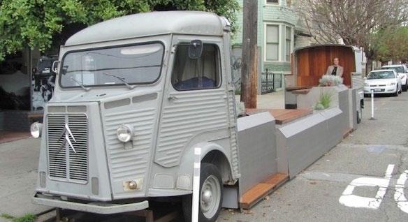 Parklet designers must resolve potentially complex site issues like maintaining access for persons with disabilities on sloped streets or maintaining positive drainage underneath the parklet