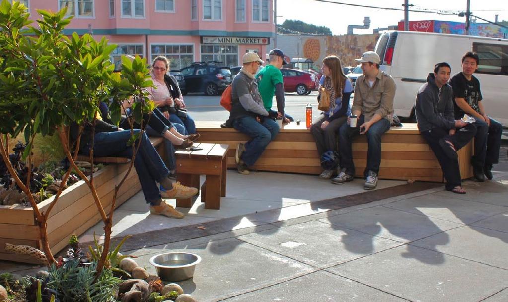 IMPLEMENTATION: FABRICATION, INSTALLATION, and AMENITIES AMENITIES INTEGRATE AMENITIES INTO THE PARKLET