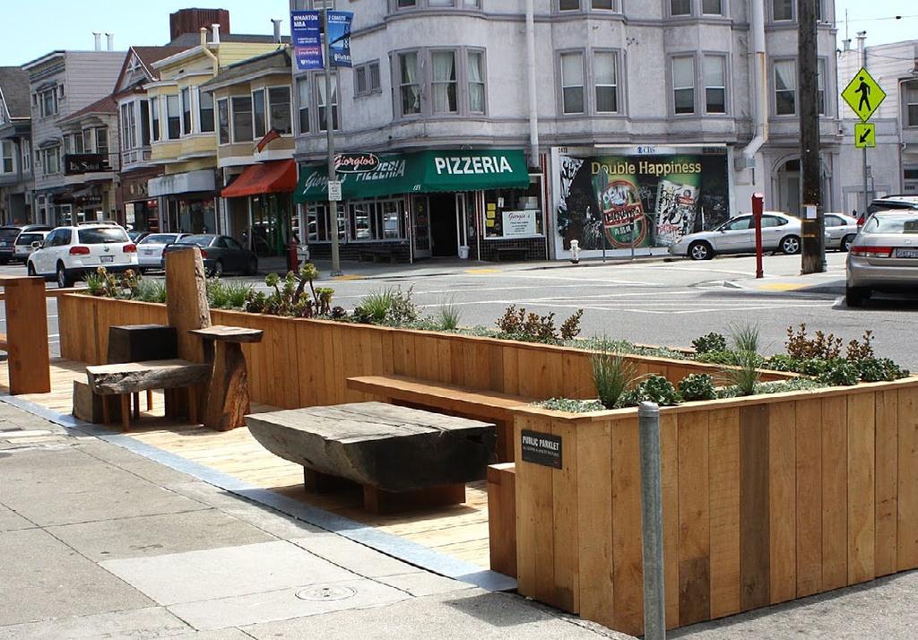 constructing your parklet. San Francisco parklet AVOID PLASTIC: Plastic of any kind, including plexi-glass, is strongly discouraged; MATERIALS THAT ARE EASY TO MAINTAIN.