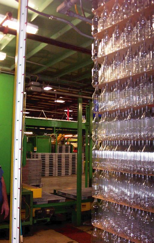 Page 8 Bottle Palletizing Stacker Blow molded plastic containers such as beverage bottles can experience problems along the moving conveyor belt such as: 1.
