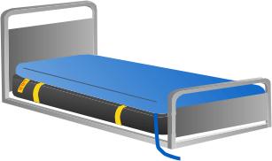 The strap with the letters CPR must be positioned towards the head end of the bed. Check that the CPR valve is closed (see section CPR).