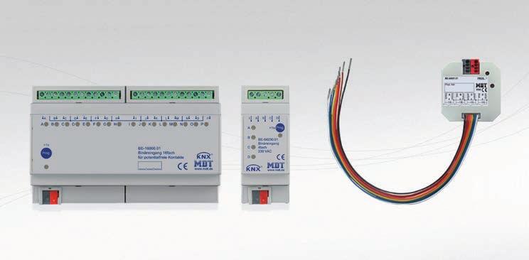 INPUTS MDT INTERRA Complete range of potential free inputs for DIN rail or in wall mounting, as well as 230VAC, 2 24VDC, 24VAC or analogue 0 2V/2