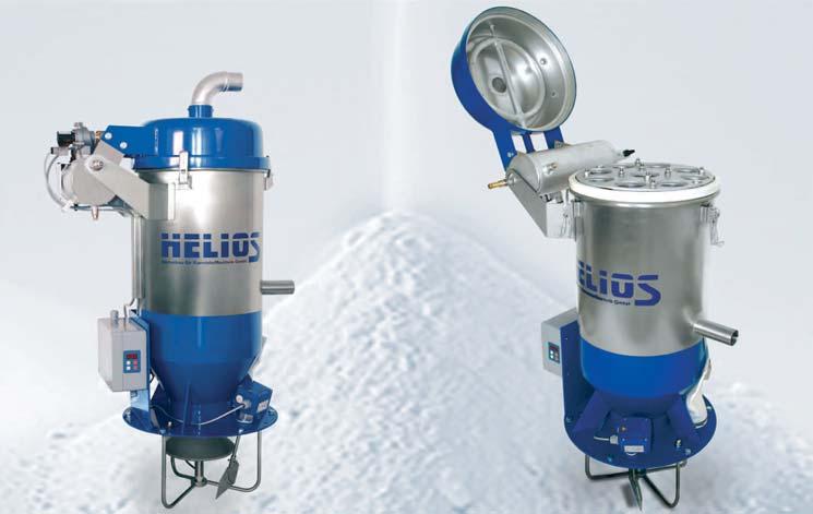 HELIOS hopper loaders for regrind with powder contents HELIOS hopper loader types SFG 2 / 3 / 6 for powdered material Design characteristics vacuum hopper loader for powdered materials high