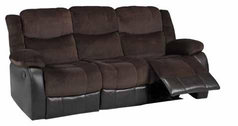 Reclining Sofa seating with a dark chocolate fabric and two toned look and the Sofa ultimate in comfort.