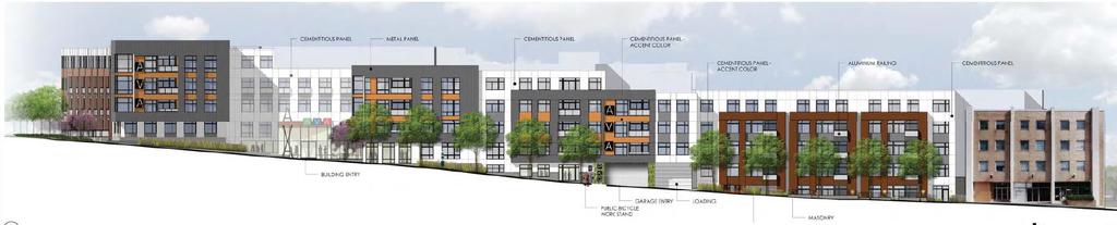 The proposed parking garage will be only visible from the north as the residential building wraps around it along Georgia Avenue, Blueridge