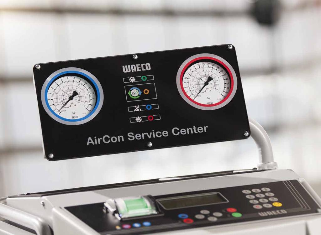 CLOSE TO 100 % DISCHARGE IN FOUR STEPS AirCon Service Center Low Emission Most A/C service units available in the market today are using three major process steps: refrigerant recovery via the