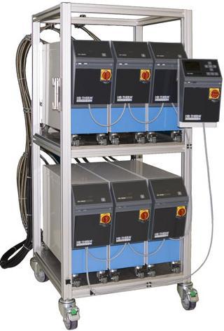 480 F (250 C) Racking systems with casters for up to 8 zones, including process and cooling water manifolds and quick connect
