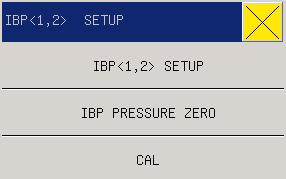 Fig 16-4 IBP Parameter Setting Menu Settings can be done on the following items: IBP<1,2>SETUP: ALM ON/OFF: see this chapter parameter area IBP <1,2> setup the ALM ON/OFF.