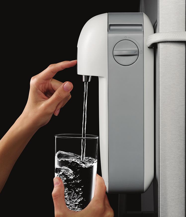 Continue pressing the button until your glass or container has the amount of water you would like. Release the button to stop the water flow. Rated service flow is 0.5 gpm (1.89 lpm).