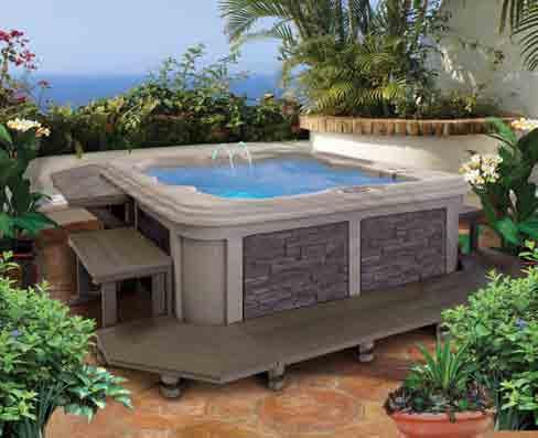 functionality with an attractive spa surround and backyard accessories.