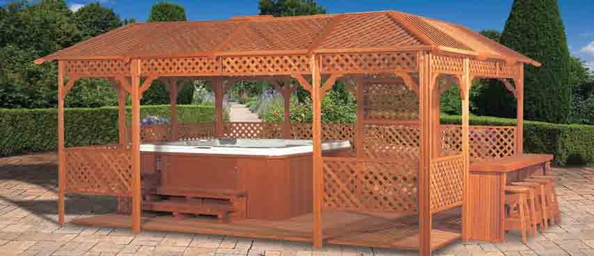 Perfect for accessorizing with climbing vines and planters, the Lattice Gazebo provides a beautiful accent to