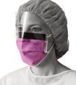 facing Purple NON27410 Fluid-Resistant Surgical Face Mask with Shield 25/bx, 4/cs