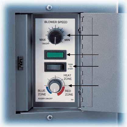 Stove Controls Timer Control Panel: 1 1 2 3 2 3 4 4 Figure 1: Dial-A-Fire control panel EF3, EF4, & EF5. Figure 2: Dial-A-Fire control panel EF2. 1. CONVECTION BLOWER SPEED CONTROL (KB A): By adjusting the knob you will vary the rate of airflow into the room by varying the speed of the convection blower.