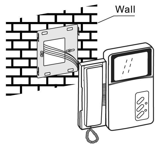 Attach the mounting plate to the wall box, with the screws provided. Insert the wall box provided.