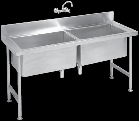 Industrial Products P2 Stainless Steel Pot Sinks Franke model P2 Pot Sink double centre/end (please specify) bowl pot sink, manufactured from grade 304 stainless steel 1,2mm thick with a 150mm high