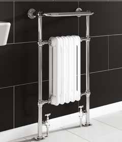 99 Cereme Versatile traditional bathroom radiator and towel warmer in one Chrome frame with 2 column white radiator in centre Code Description BTU