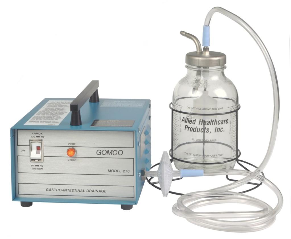 Tabletop Gastric Drainage Aspirator Model 270 The Gomco 270 is a tabletop gastric drainage aspirator for hospitals, clinics and home care.