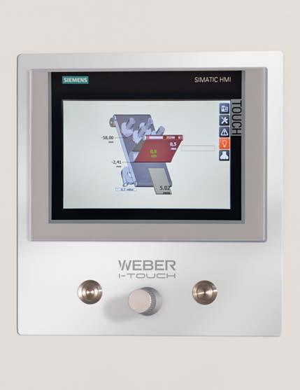 through the most important menu functions. All grinding parameters such as e.g., grinding belt speed, feed speed and workpiece thickness can be directly accessed and operated via the i-touch controller.