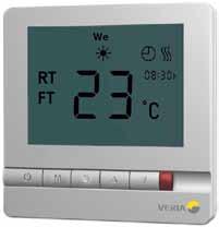 Button and display description Installing and wiring the thermostat Current floor temperature Current room temperature Frost protection mode activated Thermostat on Day of the week Timer mode
