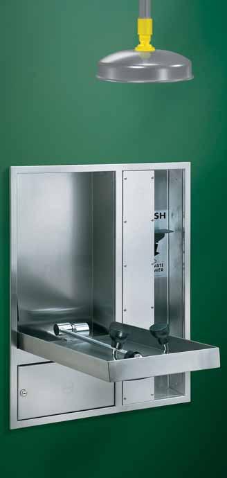 PLUMBED STAINLESS STEEL LABORATORY SAFETY SOLUTIONS RECESSED DRENCH SHOWERS, EYE AND EYE/FACE WASHES OVERVIEW KEY FEATURES SpinTec showerhead improves water distribution Fixtures exceed ANSI-mandated