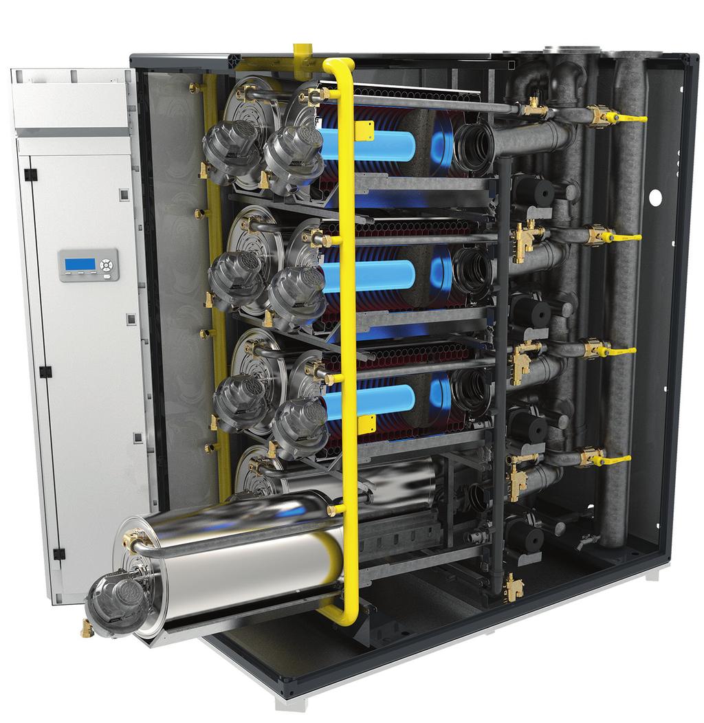 Tested heat module design All piping on top Smaller installed footprint Assured minimum water flow rate for each module One pump for each module Stand-alone operation of each module to assure