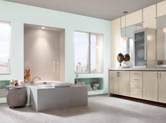 relaxing spaces. Bathroom colours are usually soft, neutral or water tones.