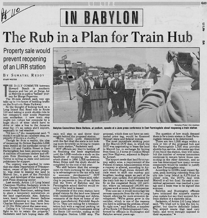 Project History 2002 Town of Babylon holds press