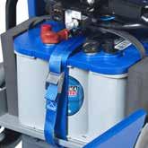 handle lock Extremely compact Easy cleaning, refilling and emptying of the removable solution/recovery tank Easy transport and storage Large carrying handle on tanks Battery powered and ideal for